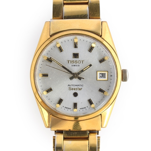 601 - A TISSOT SEASTAR AUTOMATIC GENTLEMAN'S GOLD PLATED WRIST WATCH WITH DATE
Circa 1960s, ref. 44543-1X,... 