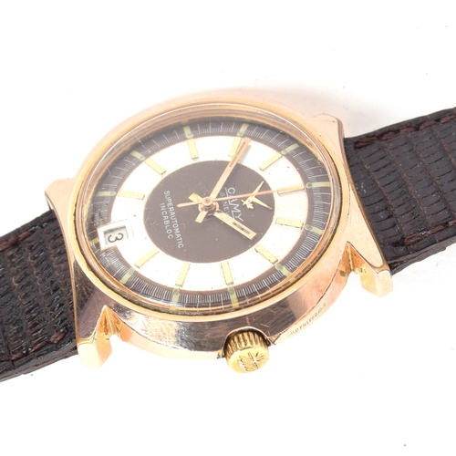 679 - A CAMY STEEL AND ROSE GOLD FILLED GENTLEMAN'S AUTOMATIC WRIST WATCH
Circa 1960s, brown and silvered ... 