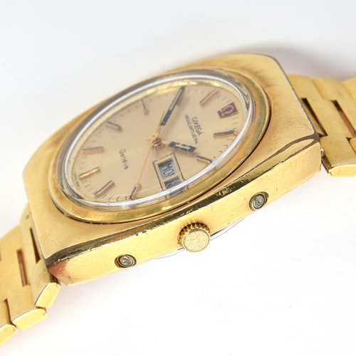 522 - AN OMEGA MEGA QUARTZ 32KHZ GOLD PLATED GENTLEMAN'S WRIST WATCH
Circa 1970s, champagne dial, raised b... 