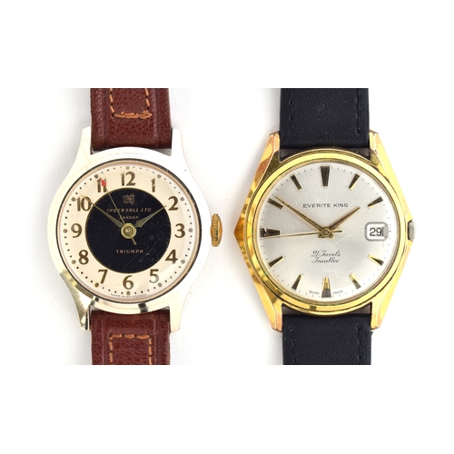 701 - AN EVERITE GENT'S GOLD PLATED MECHANICAL WATCH
together with an Ingesol gold plated gent's watch