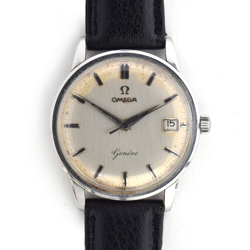 529 - AN OMEGA GENEVE GENTLEMAN'S STEEL WRIST WATCH
Dated 1959, ref. 14724SC/61, silvered dial with baton ... 