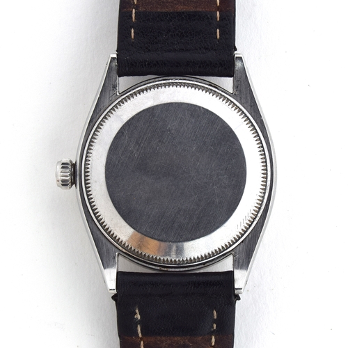 550 - A ROLEX OYSTER PERPETUAL GENTLEMAN'S STEEL WRIST WATCH
Dated 1956, ref. 6569, raised double baton ma... 