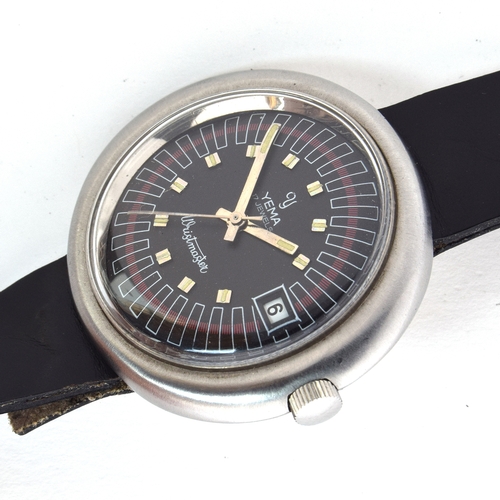 706 - A YEMA WRISTMASTER MANUAL GENTLEMAN'S WRIST WATCH
Circa 1960s, black dial with raised double baton m... 