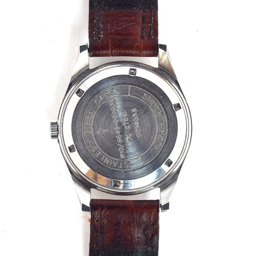 707 - AN HMT FAWAN GENTLEMAN'S STEEL WATCH
Circa 1950s, black dial with Arabic numerals on quarters, screw... 