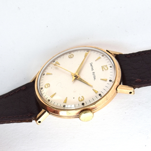 626 - A SMITHS ASTRAL 9CT GOLD GENTLEMAN'S WRIST WATCH
Circa 1960s, Arabic numerals on quarters, dagger ha... 