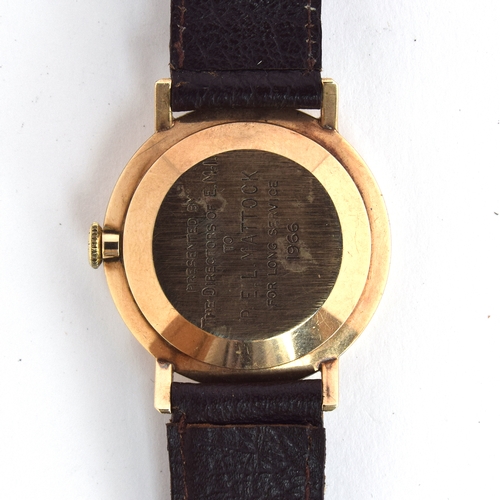 626 - A SMITHS ASTRAL 9CT GOLD GENTLEMAN'S WRIST WATCH
Circa 1960s, Arabic numerals on quarters, dagger ha... 