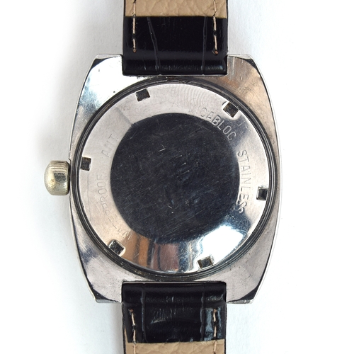 711 - AN ORIOSA GENTLEMAN’S STEEL AUTOMATIC DIVER’S STYLE WRIST WATCH
Circa 1960s, black dial with raised ... 