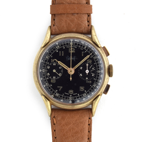 712 - A BOVET STEEL AND GOLD PLATED GENTLEMAN'S TWO DIAL CHRONOGRAPH
Circa 1940s, black dial with painted ... 