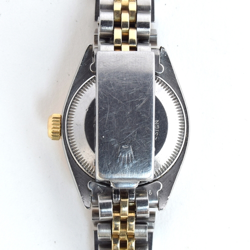 551 - A ROLEX LADIES DATEJUST STEEL AND GOLD WATCH
Circa 1970s, ref. 6917, blue dial with raised gold and ... 