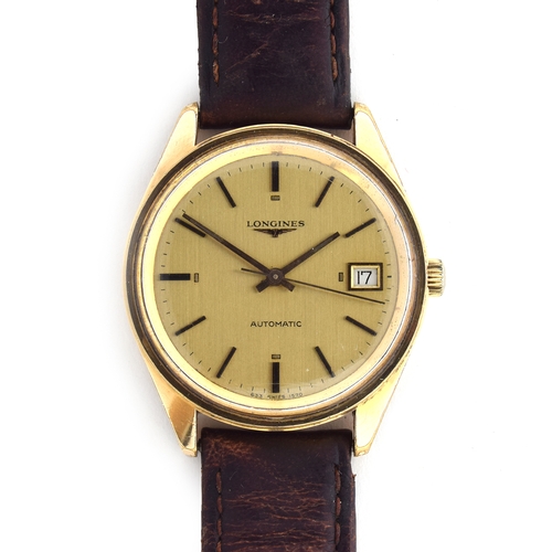 578 - A LONGINES STEEL AND GOLD PLATED AUTOMATIC GENTLEMAN'S WRIST WATCH
Circa 1960s, champagne dial with ... 