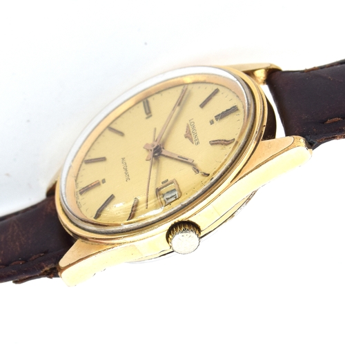 578 - A LONGINES STEEL AND GOLD PLATED AUTOMATIC GENTLEMAN'S WRIST WATCH
Circa 1960s, champagne dial with ... 