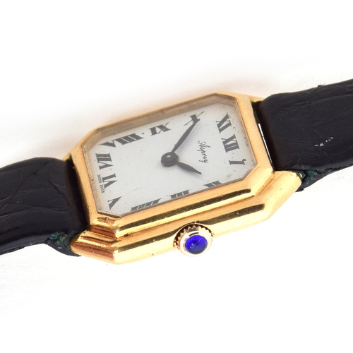 670 - AN APSREYS 18CT GOLD LADIES MECHANICAL WATCH
Circa 1970s, white dial with black Roman numerals and b... 