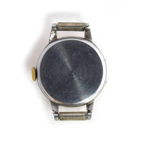 612 - A MOVADO STEEL AND ROSE GOLD TRIPLE CALENDAR LADIES WATCH (AF)
Circa 1950s, diameter 20mm