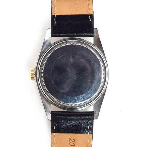 552 - A ROLEX STEEL AND GOLD DATEJUST GENTLEMAN'S WRIST WATCH
Circa 1960s, ref. 1601, stepped silvered dia... 