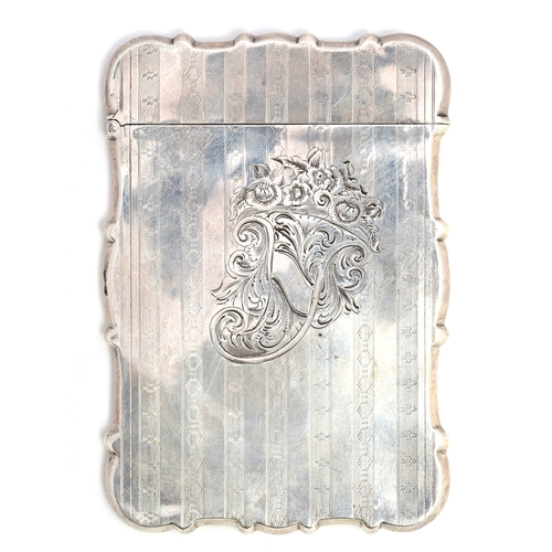 120 - A silver castletop card case, marks rubbed, 8.5x6cm