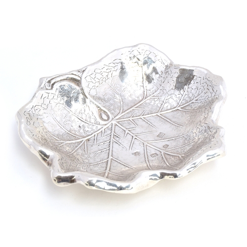 102 - An Irish silver dish in the form of a vine leaf, by Royal Irish Silver Co, bearing Sheffield sponsor... 