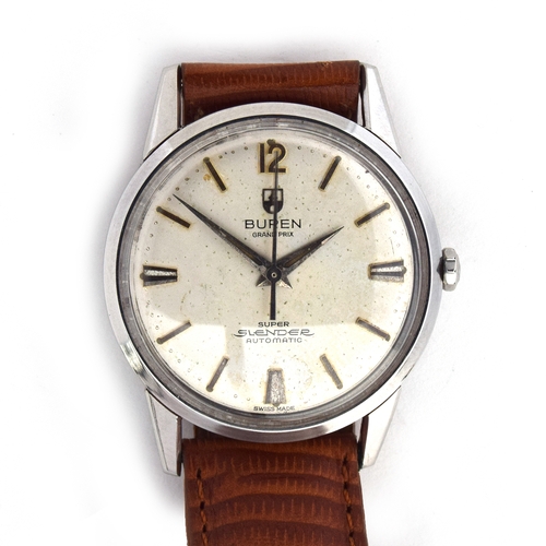 653 - A BUREN GRAND PRIX SUPER SLENDER GENTLEMAN'S STEEL AUTOMATIC WRIST WATCH
Circa 1960s, ref. 775701, s... 