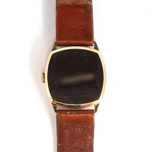 614 - A CHALET GENT'S 9CT GOLD MECHANICAL WATCH
Circa 1950s, cream face, Arabic numerals, subsidiary secon... 