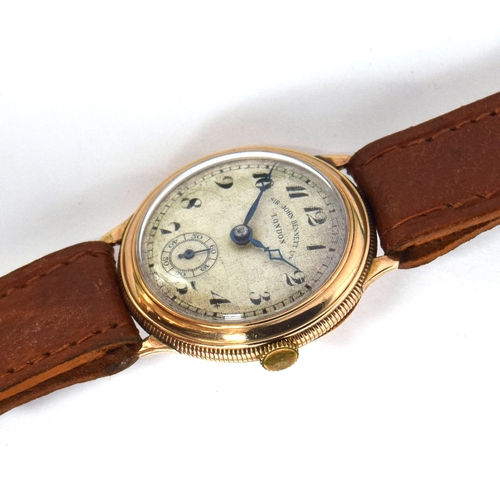 617 - A SIR JOHN BENNETT LTD LONDON 9CT GOLD GENTLEMAN'S HINGED CASE MECHANICAL WATCH
Circa 1930s, harlequ... 