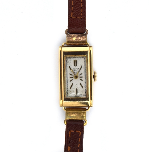 637 - AN EBERHARD LADIES 18CT RECTANGULAR CASED WATCH
Circa 1940s