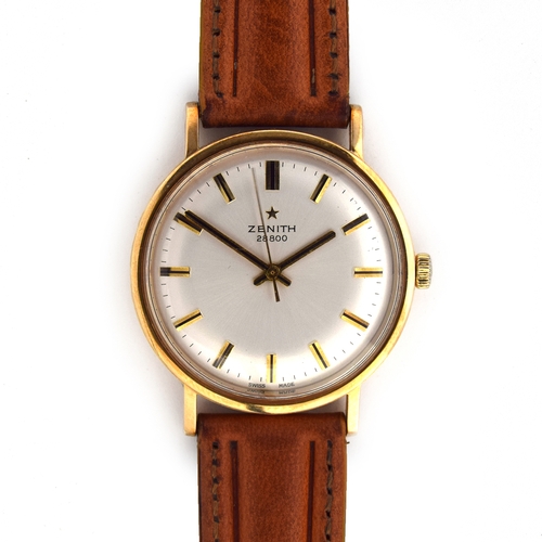 606 - A ZENITH 28800 HIGH BEAT 9CT GOLD GENTLEMAN'S WRIST WATCH
Dated 1972, cream face, bevelled edge dial... 