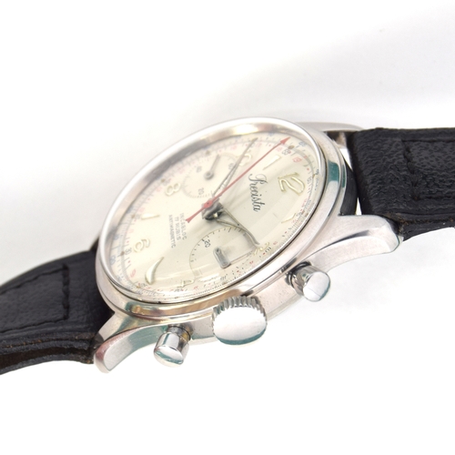 665 - A PRECISTA GENTLEMAN'S STEEL TWO DIAL CHRONOGRAPH
Circa 1960s, silvered dial with Arabic numerals on... 