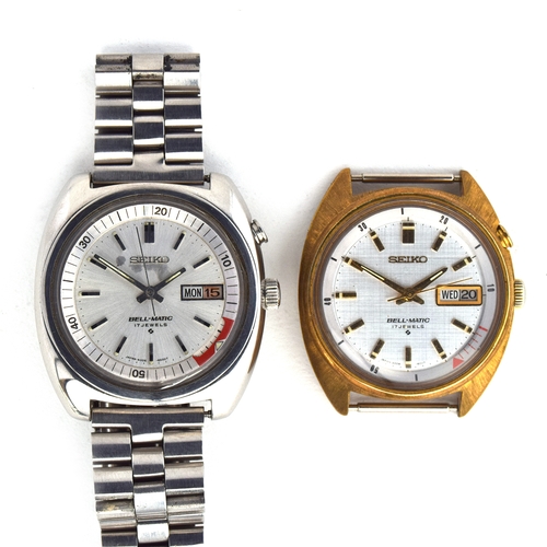 648 - TWO SEIKO BELL-MATIC GENTLEMAN'S AUTOMATIC DAY DATE WRIST WATCHES
One steel, on a steel Seiko bracel... 