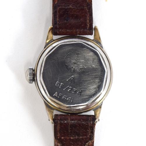 590 - A WALTHAM USA WWII RAF PILOTS WATCH
Circa 1930s, black dial with luminous Arabic numerals
Movement: ... 