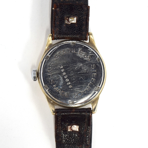 591 - A MOERIS ATP MILITARY WRIST WATCH
Circa 1930s, white dial with subsidiary seconds, Arabic numerals
M... 