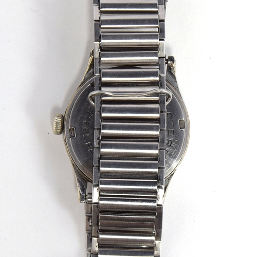 593 - A MOERIS ATP MILITARY WRIST WATCH
Circa 1930s, white dial with subsidiary seconds, Arabic numerals
M... 