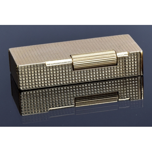 87 - A 9ct gold Dunhill 'Rollagas' lighter, engine turned decoration to case, 5.9cm long, gross weight 73... 