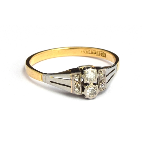 3 - An 18ct gold Art Deco diamond ring in platinum setting, size Q, gross weight 2.4g