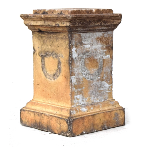 520 - A stone plinth, 48cm square by 73cm high