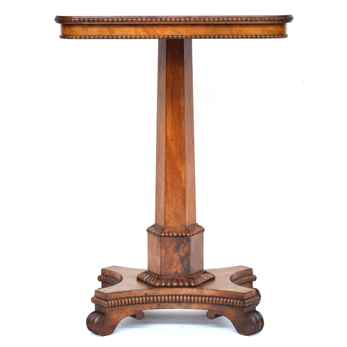 512 - A William IV mahogany occasional table on hexagonal pedestal and quatrefoil base, 54cm wide x 44cm d... 