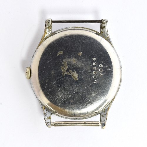 541 - A TUDOR STEEL PRECISION WATCH MODEL NO. 709
Worn silvered dial with Arabic numerals and subsidiary s... 