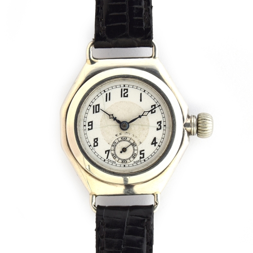 546 - A ROLEX OYSTER SILVER GENTLEMAN'S WRIST WATCH
Dated 1929, ref. 7961, porcelain dial with black Arabi... 