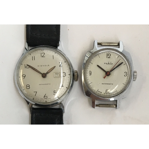 658 - A Kienzle stainless steel mechanical gent's watch, with date; together with a Ruhla steel and chrome... 