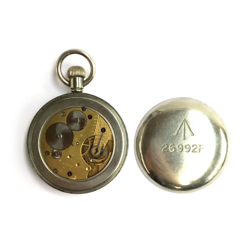 32 - A military fob watch by H Williamson Ltd, London, no.26992F, the white dial with large black Roman n... 