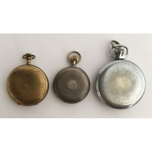 45 - A small gold plated hunter pocket watch by Waltham Mass., Roman numerals and Arabic red seconds to d... 