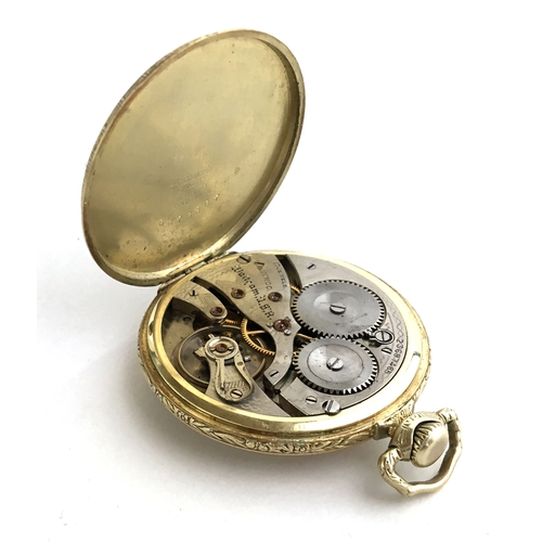 47 - A gold filled Waltham pocket watch, the gold face with Arabic numerals and subsidiary seconds at six... 