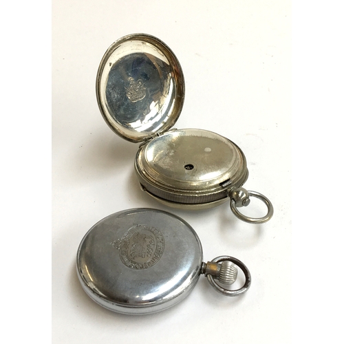 49 - A silver plated Achille keywind pocket watch, the dial marked 'Railway Lever Swiss Made' with Roman ... 