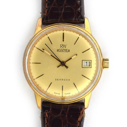 619 - A STEEL AND GOLD PLATED ROAMER SEAROCK GENTLEMAN'S WRIST WATCH
Circa 1960s, gold dial, baton markers... 