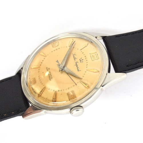 633 - A SMITHS IMPERIAL WATCH
Circa 1950s, cream face with Arabic numerals on quarters
Movement: manual, c... 