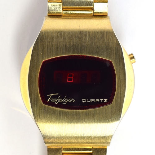 683 - A TRAFALGAR GENTLEMAN'S STEEL AND GOLD PLATED LED WATCH
Circa 1970s, on an original steel and gold p... 