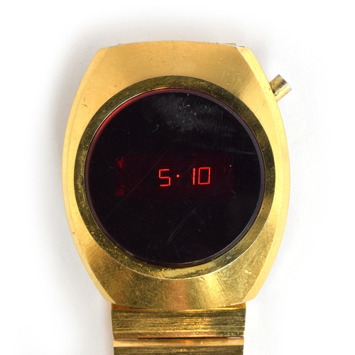 684 - A GALA GENTLEMAN'S STEEL AND GOLD PLATED LED WRIST WATCH
Circa 1970s, on original steel and gold pla... 