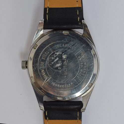 689 - A FELCA SKYMASTER STEEL WRIST WATCH 
Circa 1950s, Silvered dial, dagger hands, baton markers, arabic... 