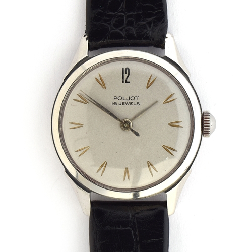 694 - A POLJOT GENTLEMAN'S STEEL MECHANICAL WATCH
Circa 1960s, diameter 33mm