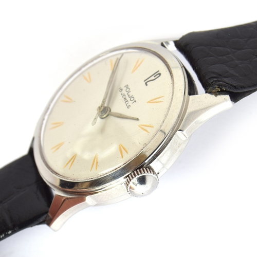 694 - A POLJOT GENTLEMAN'S STEEL MECHANICAL WATCH
Circa 1960s, diameter 33mm