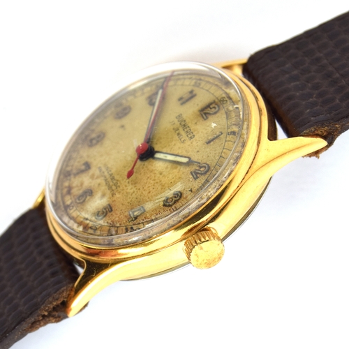 699 - A BUCHERER STEEL AND GOLD PLATED GENTS WRIST WATCH
Circa 1950s, cream dial, arabic numerals, syringe... 