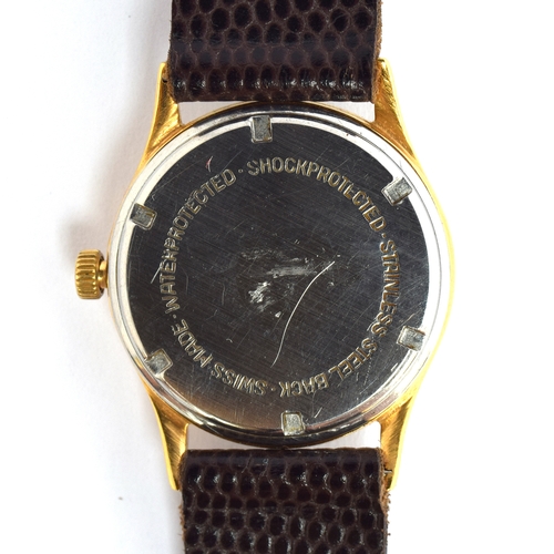 699 - A BUCHERER STEEL AND GOLD PLATED GENTS WRIST WATCH
Circa 1950s, cream dial, arabic numerals, syringe... 